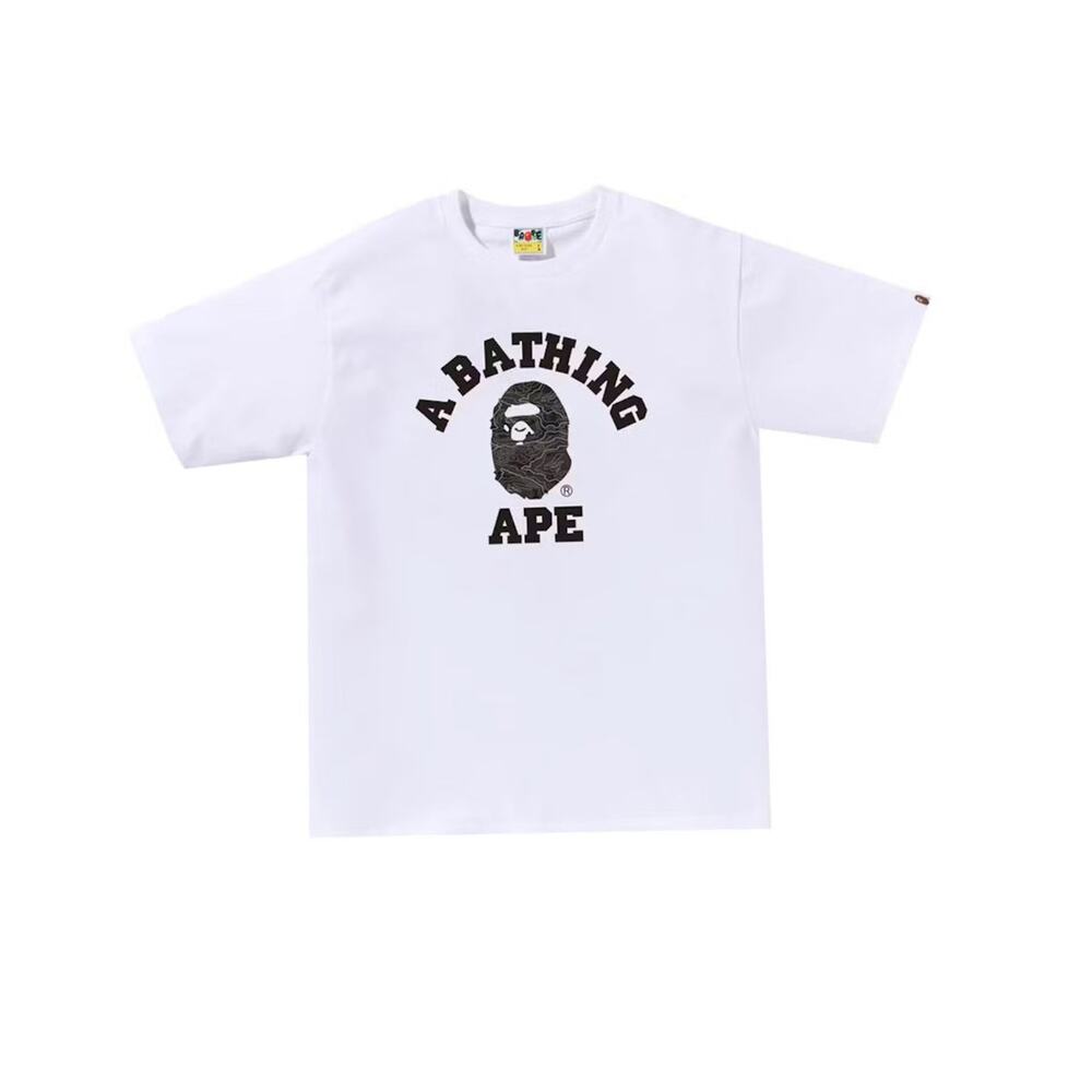 Bape Layered Line Camo College Tee ‘White/Black’